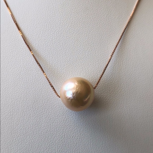 Handmade Jewelry - *SOLD** 12mm Edison Pearl Floating Rose Gold Chain